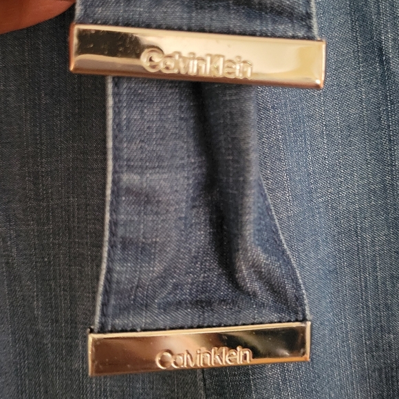 CALVIN KLEIN Lyocell Wide Leg Blue Crop Pants Size Medium - Picture 5 of 9